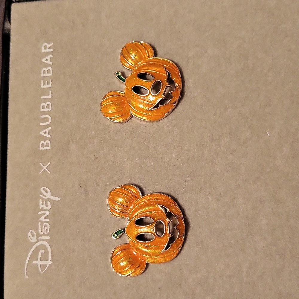 BaubleBar Orange Mickey Pumpkin Stud Earrings